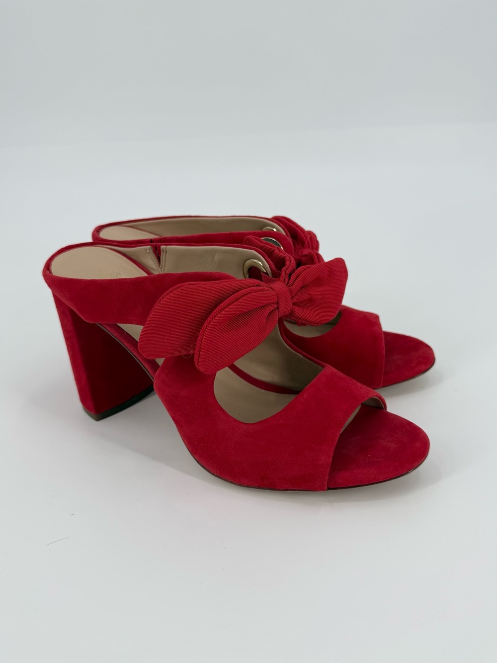 Antonio Melani Glorian Suede Bow Block Heel Mule | Luscious Red | 8.5M